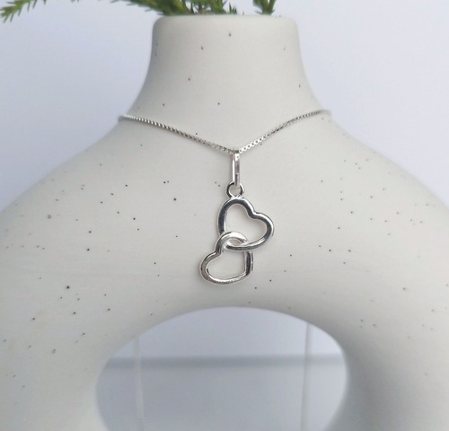 Conjunto corazones entrelazados en plata 925 