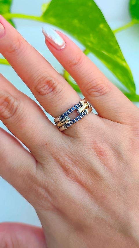 Anillo Eslabón Plata y Oro