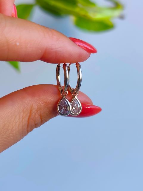 Aros 14mm con Circonia gota colgante 