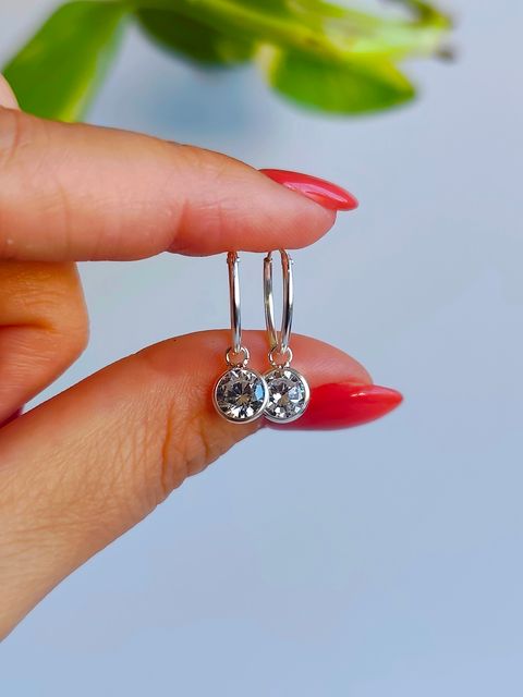 Aros 14mm con Circonia cristal colgante 