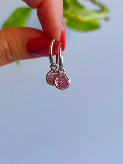 Aros 14mm punto de luz rosa colgante 