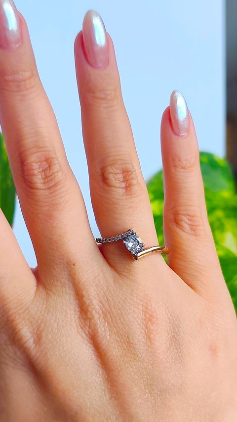 Anillo solitario Plata y Oro