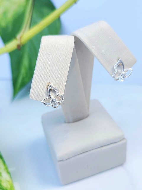 Caravanas mariposa Plata y Circonias 