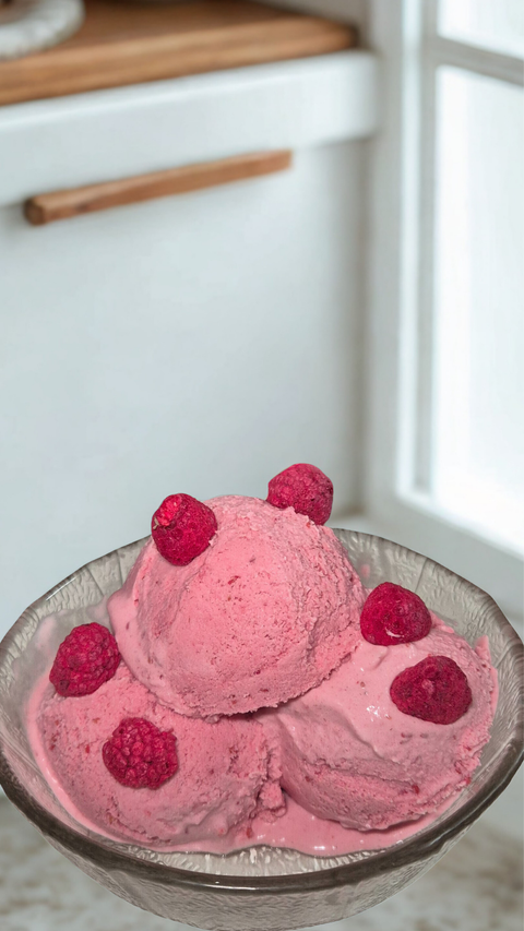 HELADO de frambuesa con y sin lácteos