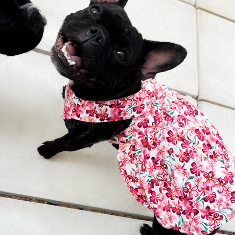 Vestido diseño de flores color rosado