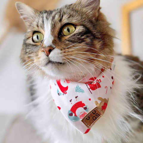 Bandana estampada con diseño navideño gato santa