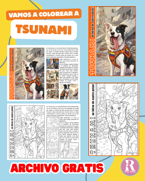 Cuento Infantil + Dibujos para Colorear: Tsunami, el perrito rescatista