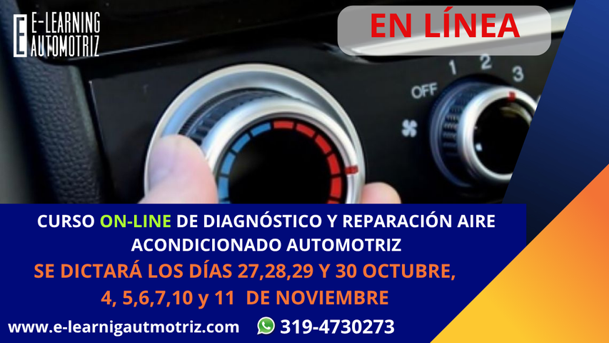 CURSO EN LÍNEA DE DIAGNÓSTICO Y REPARACIÓN DE AIRE ACONDICIONADO AUTOMOTRIZ