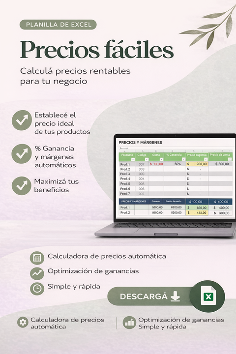 Precios Fáciles – Calculadora de Precios Rentables
