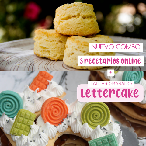 Taller Letter Cake + 3 Recetarios sin gluten (21 recetas) 