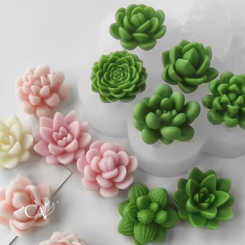 MOLDE SILICONA 7 MINI SUCULENTAS