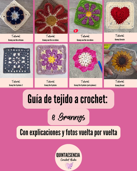 Guía de tejido a crochet: 8 Grannys By Quintaesencia Crochet Boho