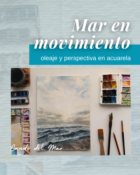 Mar en movimiento- oleaje y perspectiva en acuarela