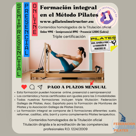 Formación Integral homologada en Pilates Suelo y Máquinas - Presencial *290 hs