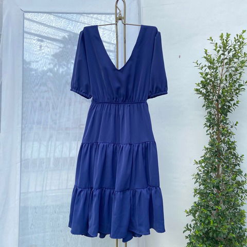 Vestido Fiorella azul marino plus