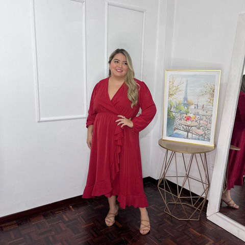 Maxivestido Cami rojo vino plus