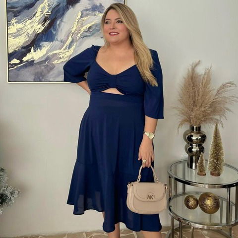 Vestido Kate azul marino plus