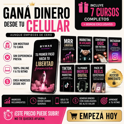 COMBO COMPLETO INGRESOS DIGITALES DESDE 0 + Derechos de Reventa 7 cursos. 1 sola decisión
