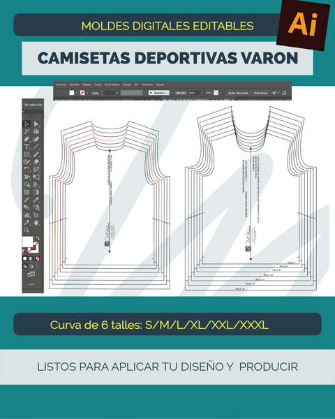 CAMISETA DEPORTIVA VARON → ARCHIVO EDITABLE EN ILUSTRATOR