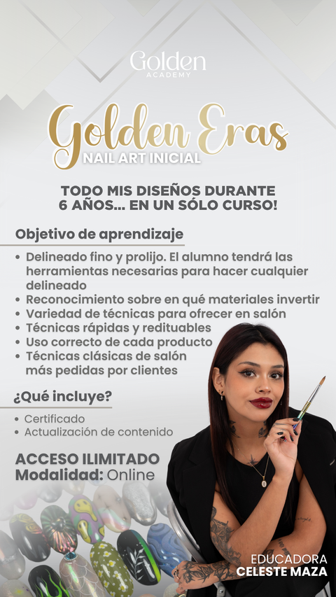 GOLDEN ERAS: Nail Art de salon Inicial