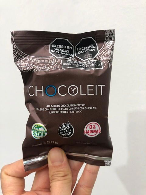 Alfajor de Chocolate Negro endulzado con Stevia - Chocoleit 