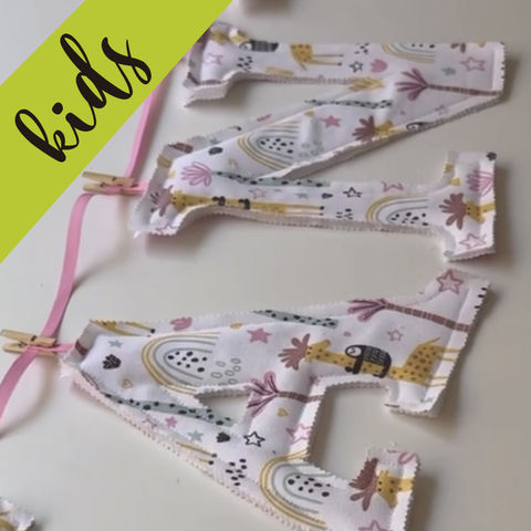 letras en tela para armar nombre como guirnalda