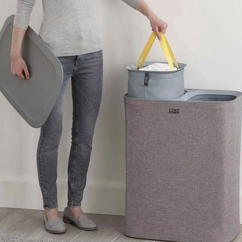 Organizador gris para ropa sucia 90L