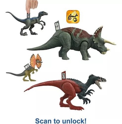 Jurassic World Set 4 Figuras Blue, Dilophosaurus, 2 Strikers