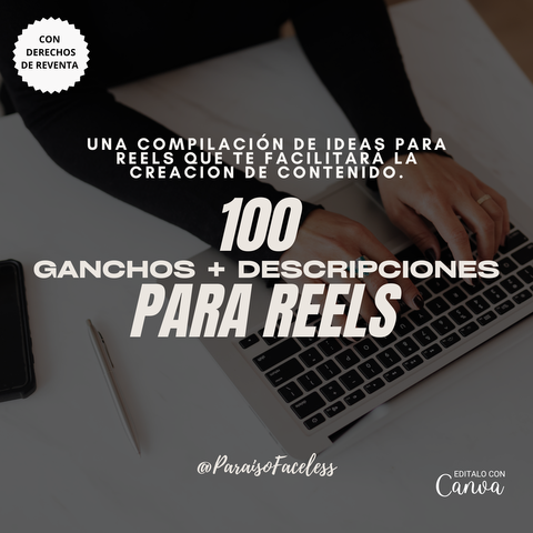 Ebook 100 Ganchos + Descripciones para Reels PLR