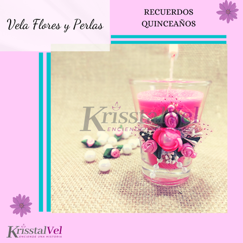 VELA FLORES Y PERLAS