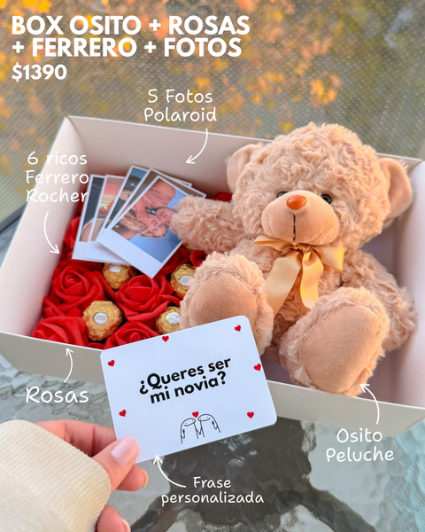 Box Osito + Ferrero + Rosas 