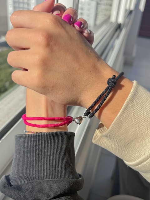Pulseras para compartir Rosa y negra 