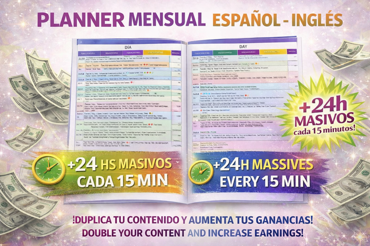Planner Mensual Español - Ingles + 24 hs Masivos 2