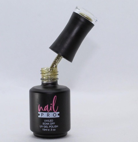 ESMALTE NAIL PRO 15ML. X202  DORADO GLITTER