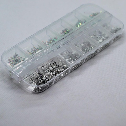 CAJA DE CRISTALES TORNASOL Y PLATEADO