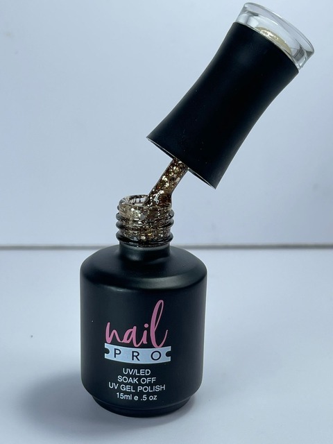 ESMALTE NAIL PRO15 ML. X181 DORADO GLITTER GRUESO 