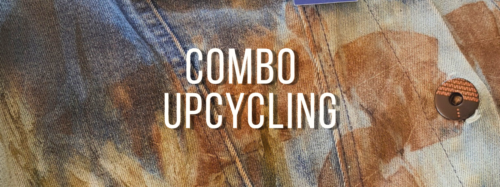 Combo de diseño sustentable y upcycling textil. Técnicas artesanales para reciclar prendas denim de jean, fotografía con cianotipo en tela e impresión botánica ecoprint natural.