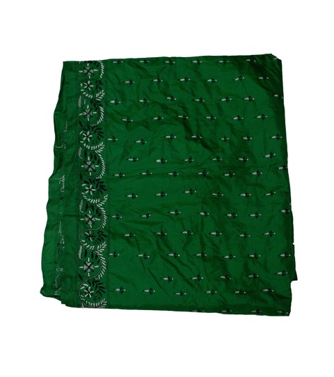 Saree Seda Verde Bordado 