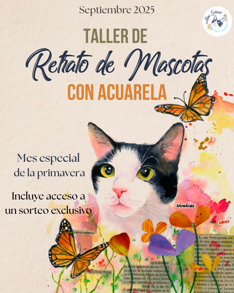 Suscripción mensual al: Taller de Retrato de Mascotas en Acuarela 