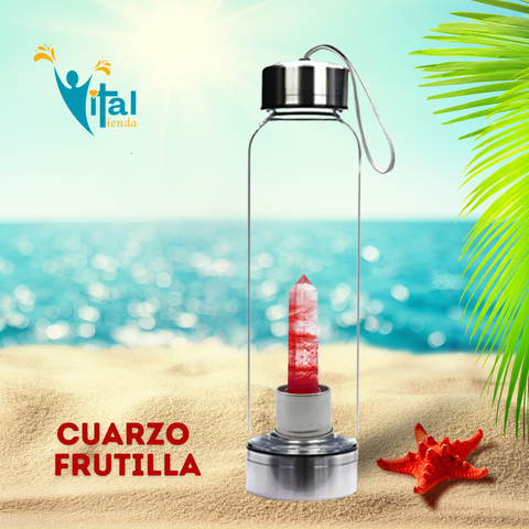 BOTELLA OBELISCO ELIXIR VITAL CUARZO FRUTILLA 7.5CM