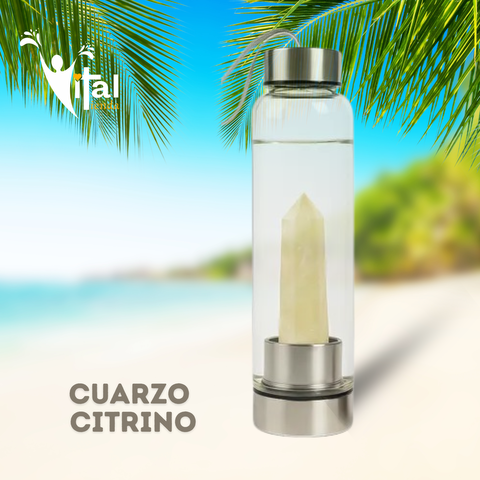 BOTELLA OBELISCO ELIXIR VITAL CUARZO CITRINO 10CM