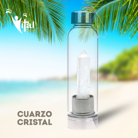 BOTELLA OBELISCO ELIXIR VITAL CUARZO CRISTAL 10CM