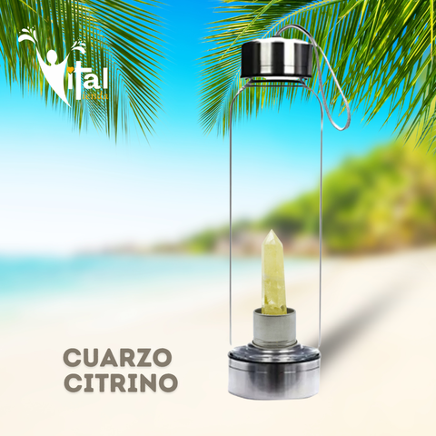 BOTELLA OBELISCO ELIXIR VITAL CUARZO CITRINO 7.5CM
