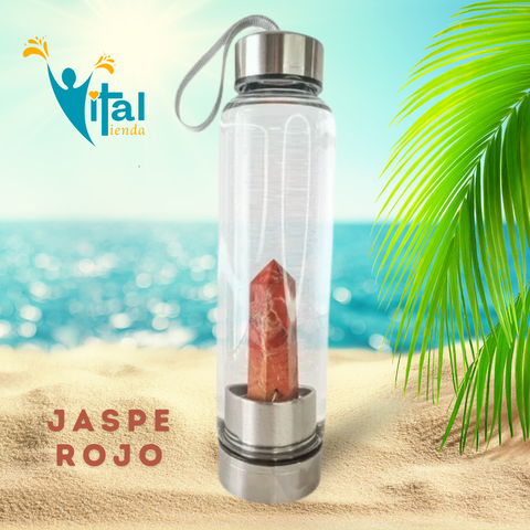 BOTELLA OBELISCO ELIXIR VITAL JASPE ROJO 10CM