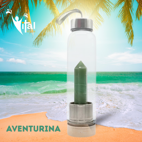BOTELLA OBELISCO ELIXIR VITAL AVENTURINA 10CM