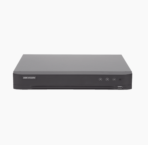 DVR 16 Canales TurboHD + 8 Canales IP / 4 Megapixel / Acusense (Evita Falsas Alarmas) / Audio por Coaxitron / Reconocimiento de Rostros (Base de Datos) / 1 Bahía de Diso Duro / H.265+