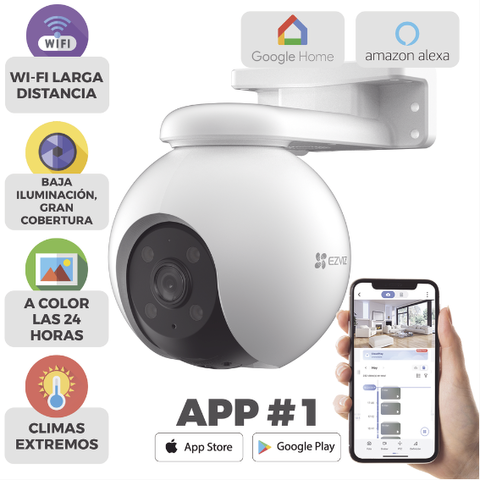 PT WiFi / (3K) 5MP / Visión 360° / Detección humana / Detección de Vehiculo / Sirena / Luz Parpadeante / Colores en Oscuridad / Micro SD / Presets / Autoseguimiento / Exterior