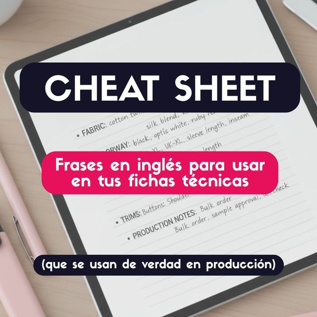 #12 Cheat Sheet: Frases en inglés para tus Fichas técnicas de Moda