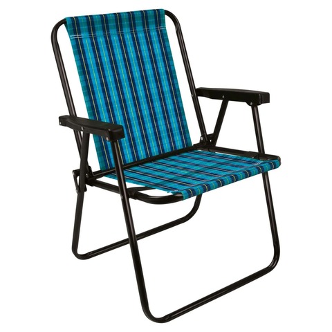 Silla Alta a Cuadros en Acero Negro - Azul 