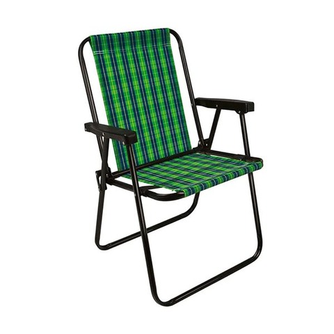Silla Alta a Cuadros en Acero Negro - Verde